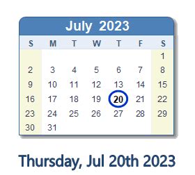 July 20, 2023 (Thursday) .